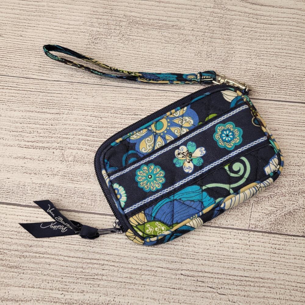 Vera Bradley Mod Floral Blue Small Wristlet, EUC